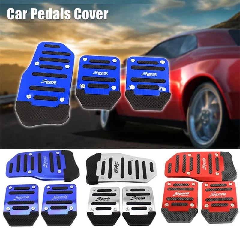 Tech Car Accessories - MT AT แผ่นรองแป้นเหยียบรถยนต์ ยางกันลื่น อลูมิเนียมอัลลอยด์ ฝาครอบแป้นเหยียบแบบหนีบ