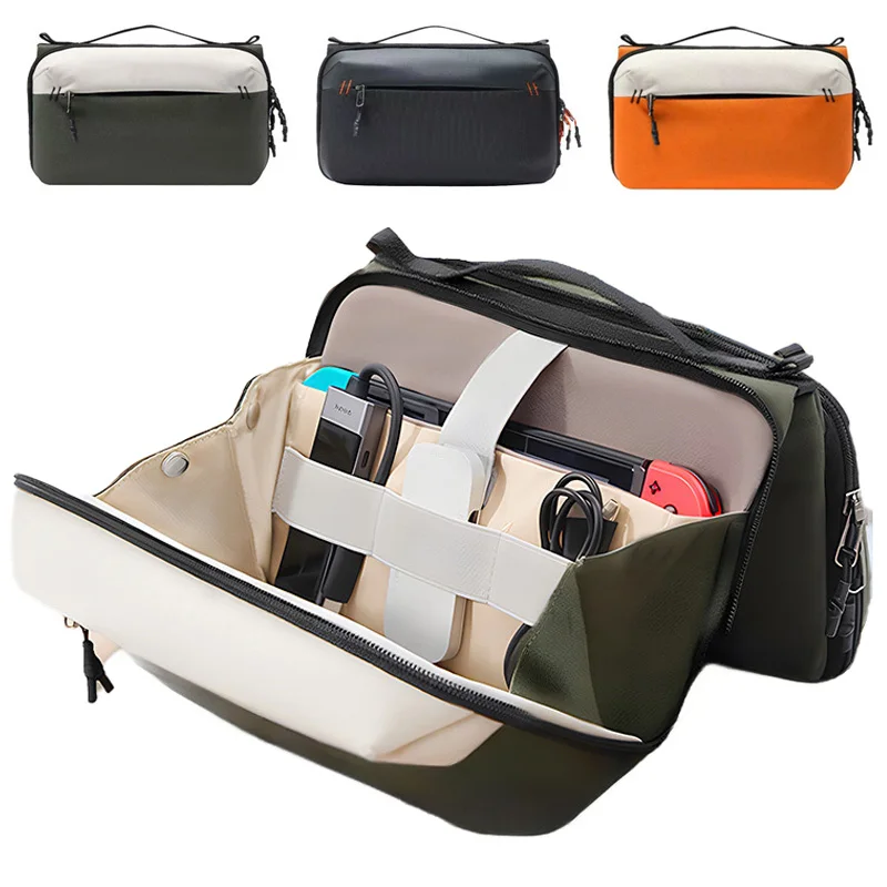 Tech Accessories Travel Organizer Pouch - กระเป๋าจัดระเบียบอุปกรณ์ดิจิทัล กระเป๋าเก็บสายเคเบิล อุปกรณ์เสริมอิเล็กทรอนิกส์ กระเป๋าพับได้หลายช่อง กระเป๋าสะพายสำหรับเดินทางและใช้งานในชีวิตประจำวัน