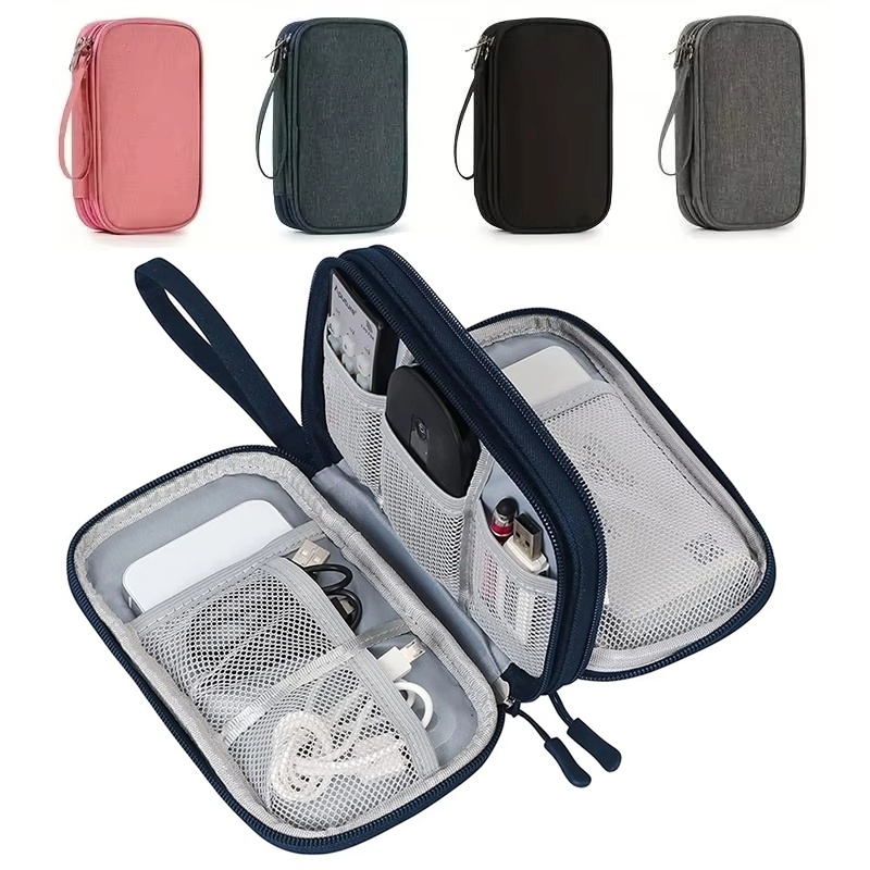 Tech Accessories Case - กระเป๋าเก็บสายเคเบิลข้อมูลกันน้ำ กระเป๋าพกพาสำหรับจัดเก็บและเดินทาง อุปกรณ์จัดระเบียบอุปกรณ์อิเล็กทรอนิกส์ สำหรับสายเคเบิลข้อมูล USB และอุปกรณ์เสริม