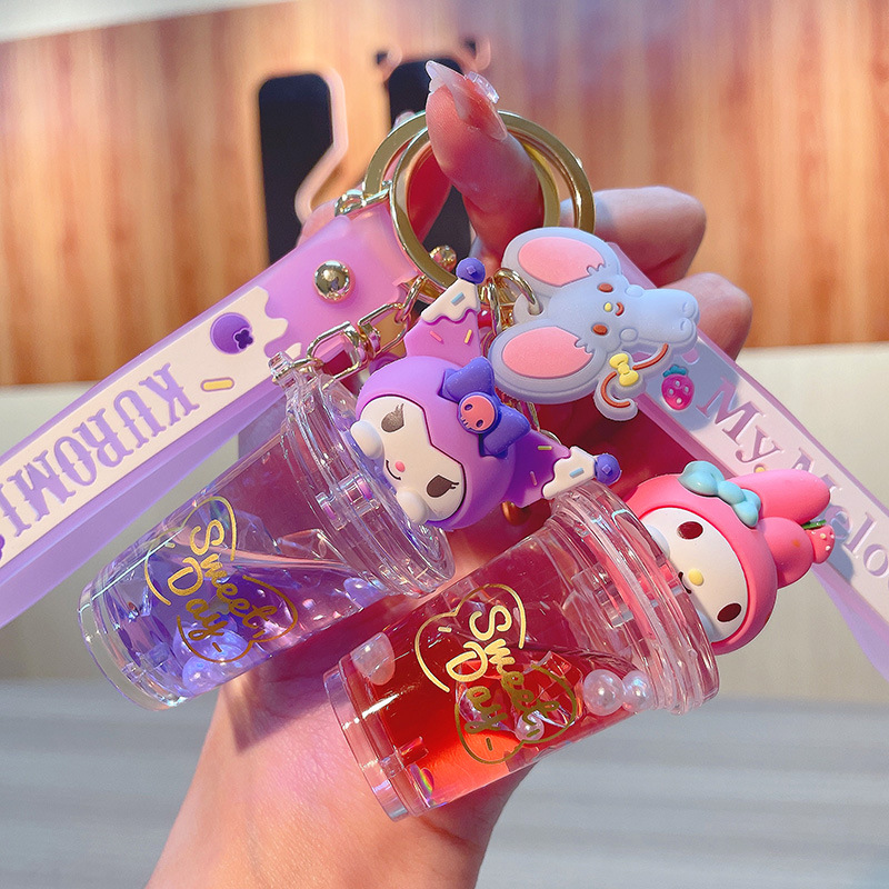 Kawaii Tech Accessories - พวงกุญแจซานริโอ คุโรมิ เมโลดี้ แบบทรายไหล น่ารัก รูปแก้วชานม