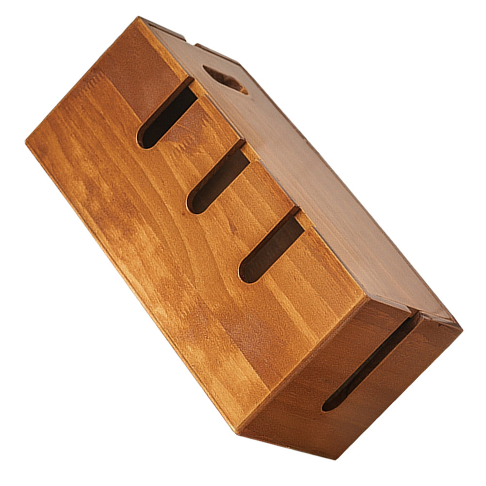 Tech Accessories Storage - กล่องจัดระเบียบสายเคเบิลสำหรับโต๊ะทำงาน กล่องเก็บสายเคเบิลและอุปกรณ์เทคโนโลยี ทำจากไม้แท้