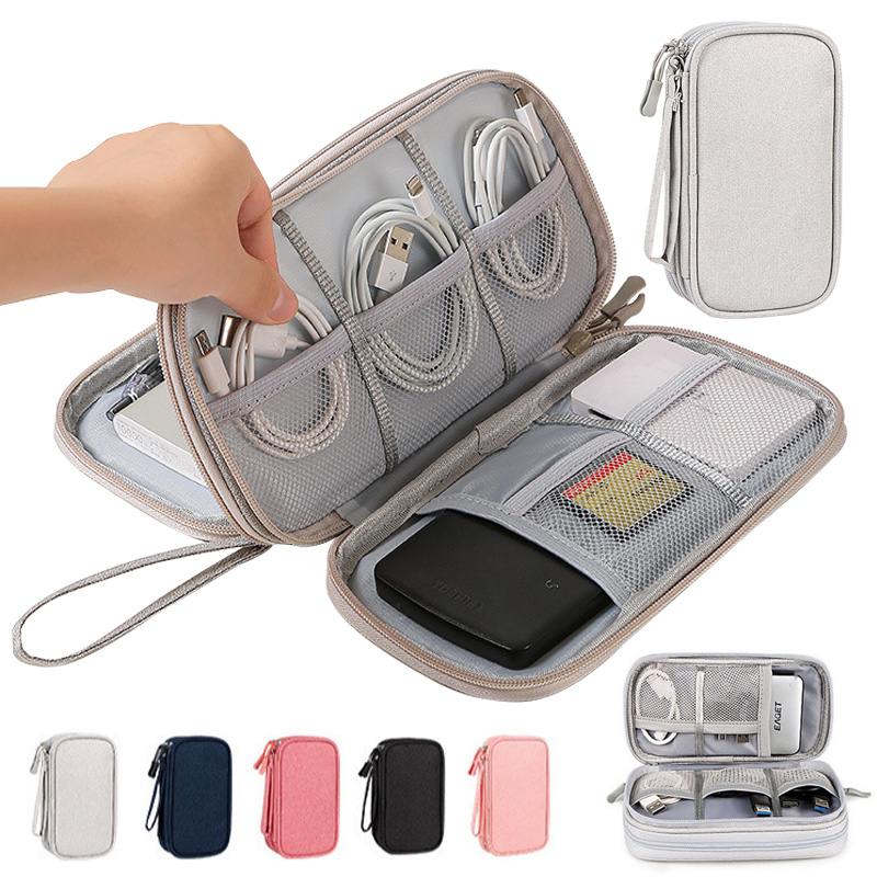 Tech Accessories Case - กระเป๋าเก็บของดิจิทัลแบบพกพาหลากสี - กระเป๋าจัดระเบียบสายอิเล็กทรอนิกส์สำหรับที่ชาร์จ สาย USB พาวเวอร์แบงค์